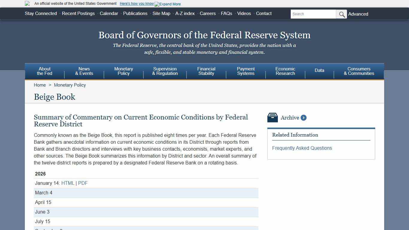 Federal Reserve Board - Beige Book